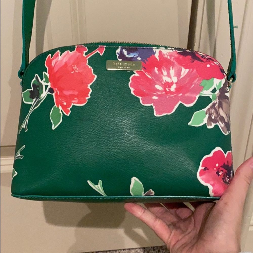 KATE SPADE green floral crossbody bag